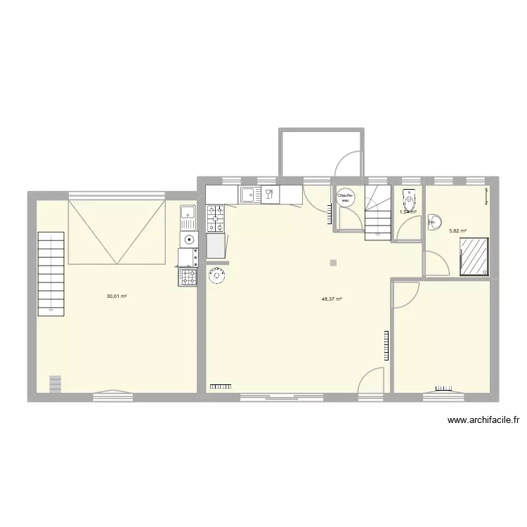RDC prises de courant. Plan de 4 Pièces et 86 m²