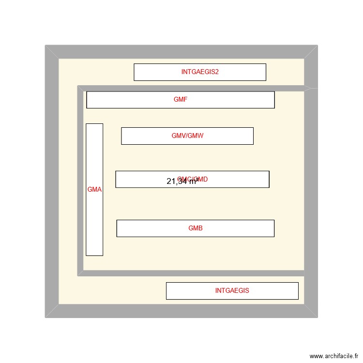 PLAN EMPLACEMENT BAS. Plan de 1 pièce et 21 m2
