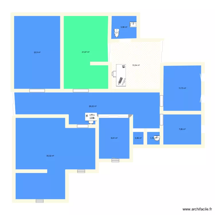 urg1. Plan de 11  et 156 m²