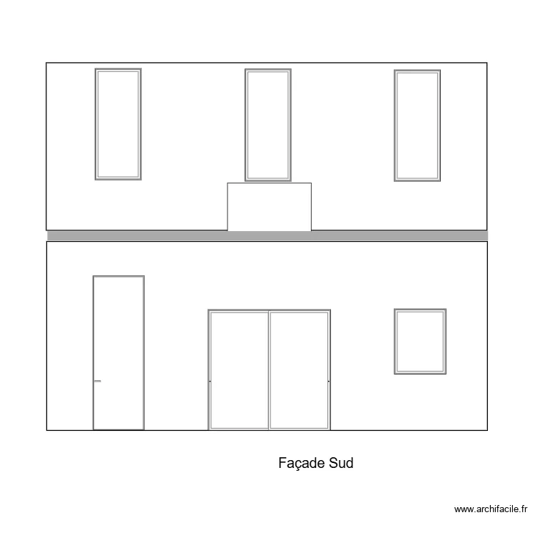 Fa&ccedil;ade Sud  initiale 2. Plan de 