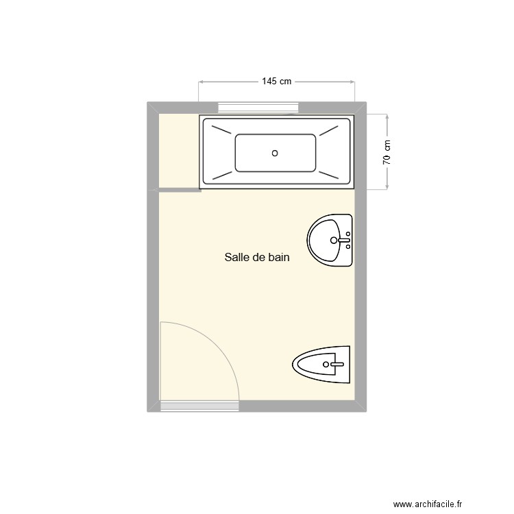BARTHES Margueritte Salle de bain. Plan de 1 pièce et 5 m2