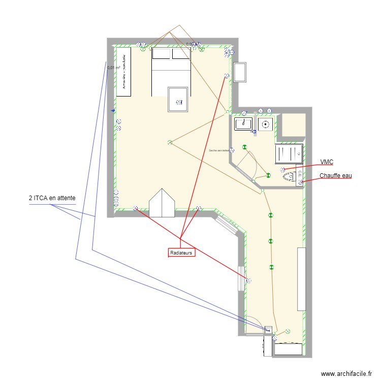 34 St Honoré électricité Chambre. Plan de 0 pièce et 0 m2