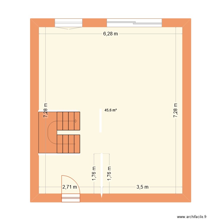 Axham v1. Plan de 1 pièce et 46 m2