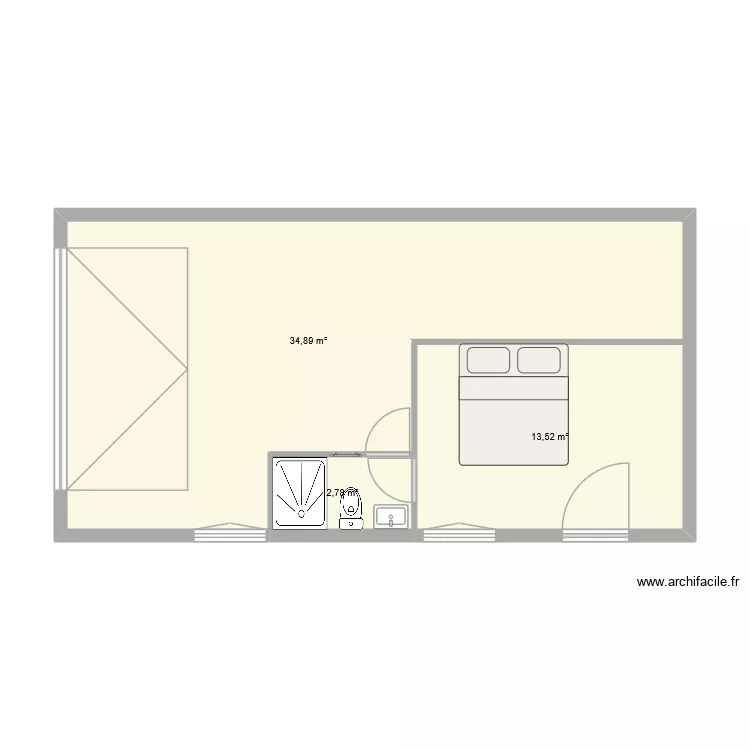 garage. Plan de 3  et 51 m²