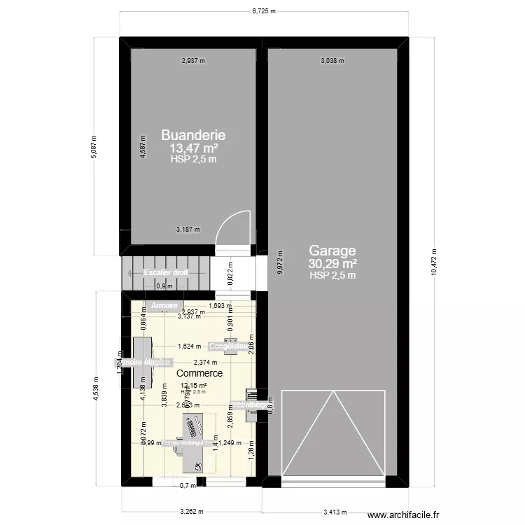 MAISON 2. Plan de 3  et 56 m²