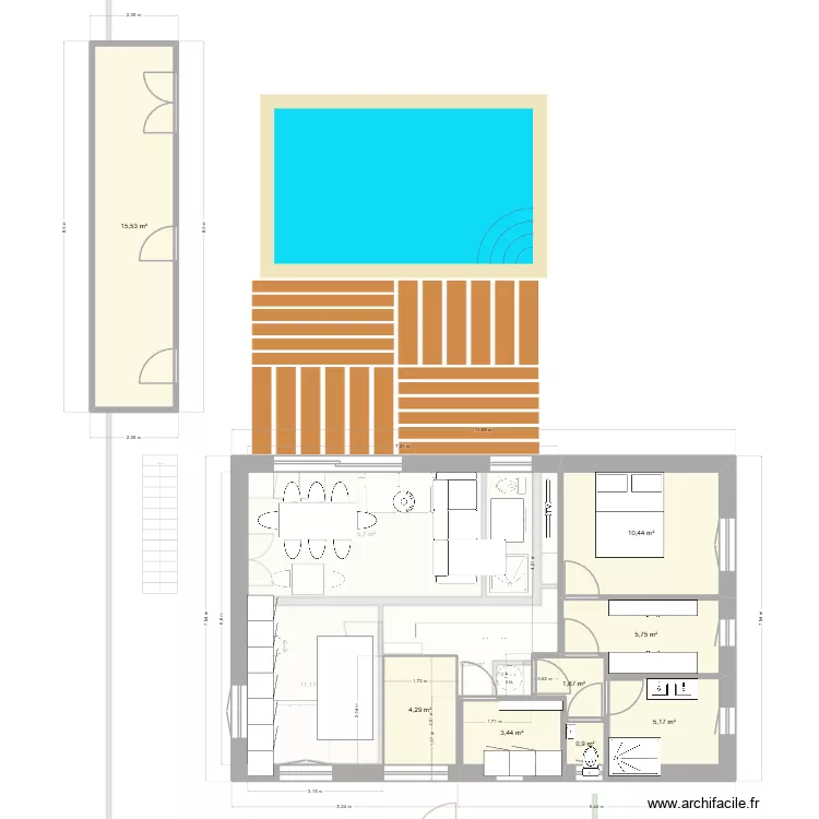 11-12 studio &agrave; gauche. Plan de 19  et 213 m²