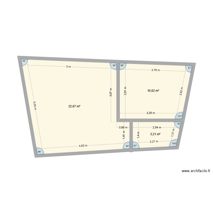 levesco2. Plan de 3 pièces et 36 m2