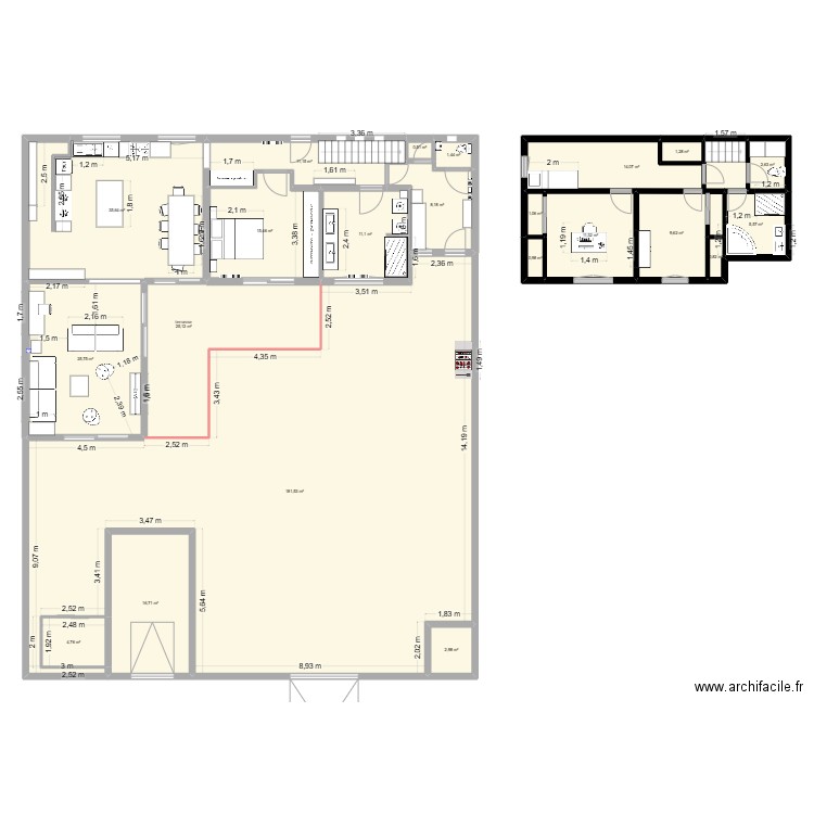 aout. Plan de 22 pièces et 388 m2