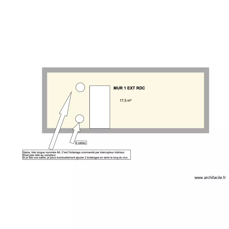 éclairage mur RDC est porte. Plan de éclairage mur RDC est porte. Plan de