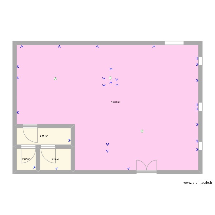 local. Plan de 4 pièces et 105 m2