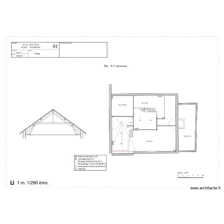 PROJET CHARLIEU R+2 MEZZANINE RESAUX ELECTRIQUE. Plan de 0 pièce et 0 m2