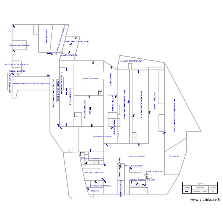 Plan VIDEO SOFAMA SOA . Plan de 48 pièces et 818 m2