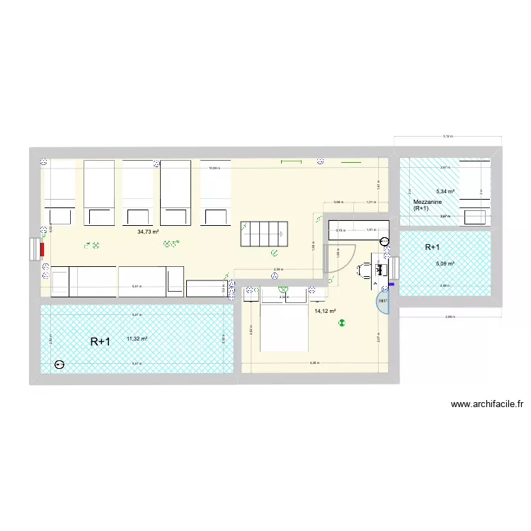 UH1 - Combles - Pour JP. Plan de 5 et 71 m² UH1 - Combles - Pour JP. Plan de 5 et 71 m²