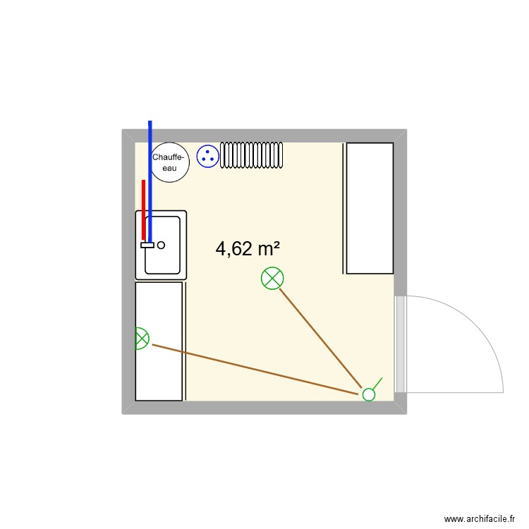 infirmerie. Plan de 1 pièce et 5 m2