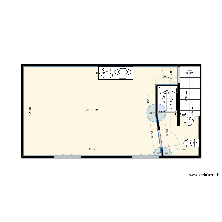 lamarche2. Plan de 2 pièces et 32 m2