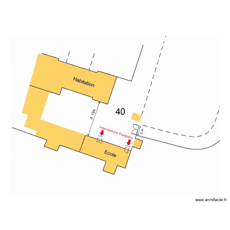 plan masse interventions pompiers. Plan de 0 pièce et 0 m2