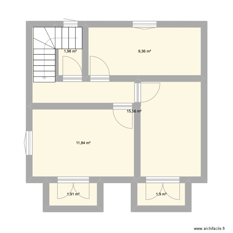 étage. Plan de 6 pièces et 43 m2