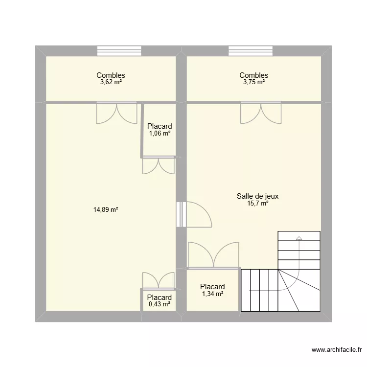 Maison - etage 2. Plan de 7 et 41 m² Maison - etage 2. Plan de 7 et 41 m²