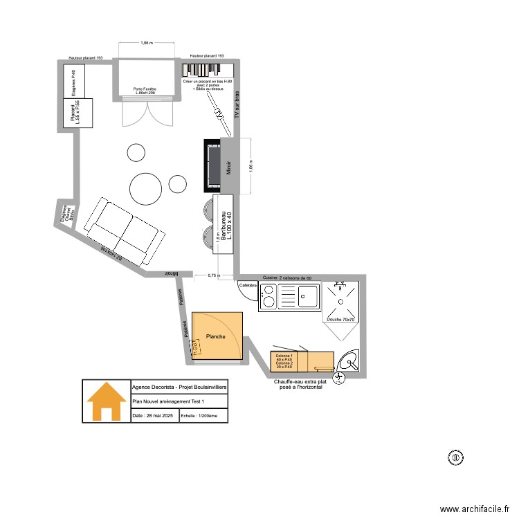 Plan 2D Boulainvilliers_NouvelAmenagement_test2. Plan de 0 pièce et 0 m2