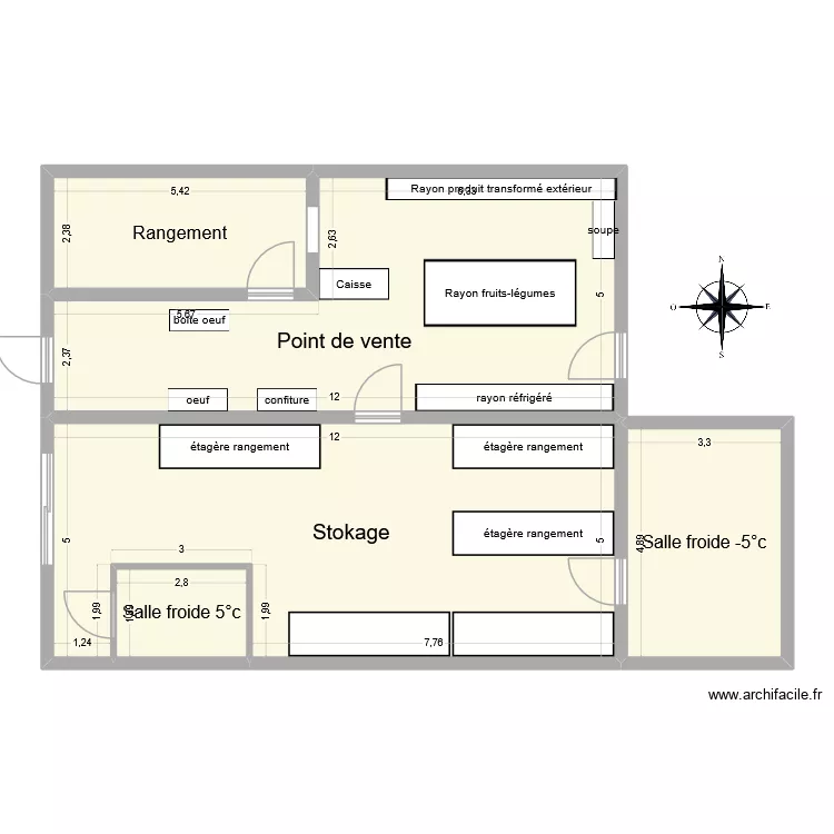 Point de vente Rully. Plan de 5 pièces et 133 m²