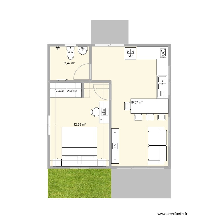 Bungalow 3 (36m2). Plan de 0 pièce et 0 m2