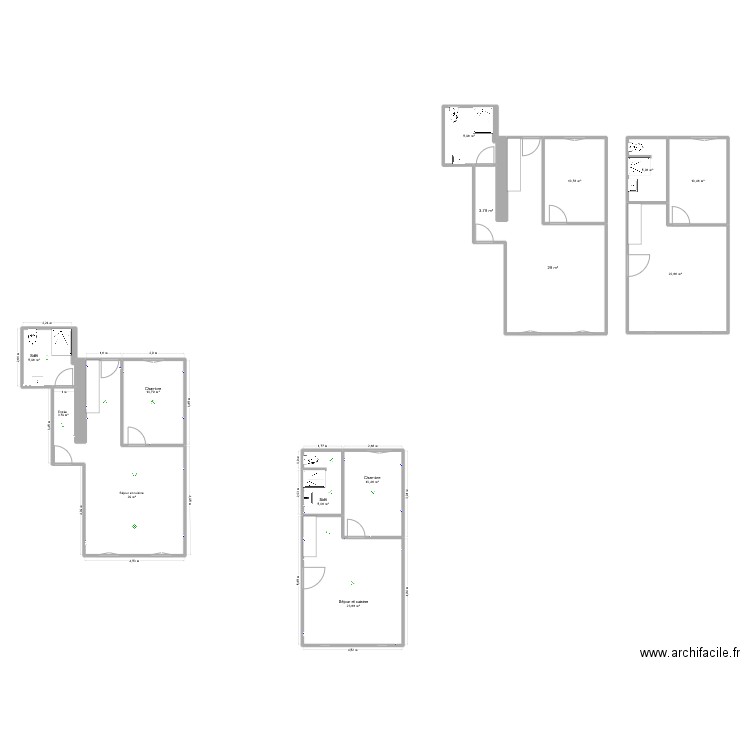 NG1. Plan de 16 pièces et 180 m2