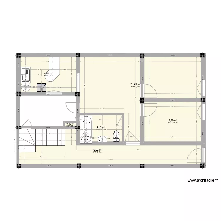 RDC LAGOUL bis. Plan de 6  et 61 m²