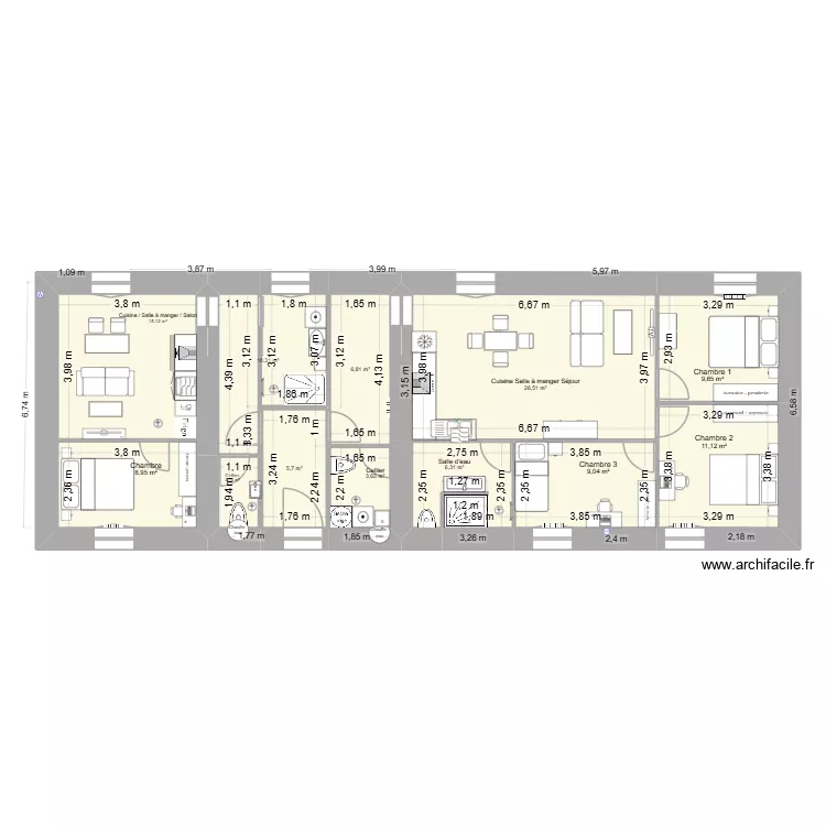 Plan Les Gâts. Plan de 12 Pièces et 115 m² Plan Les Gâts. Plan de 12 Pièces et 115 m²