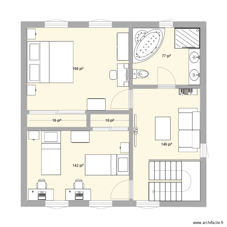 FG-27B. Plan de 6 pièces et 52 m2