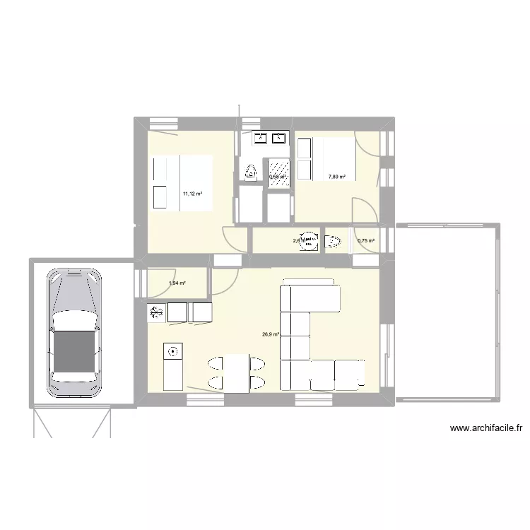 FrankrijkHP2. Plan de 7  et 52 m²