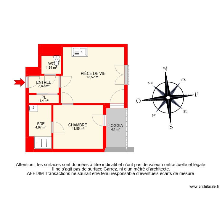 BI 22632-. Plan de 11 pièces et 60 m2