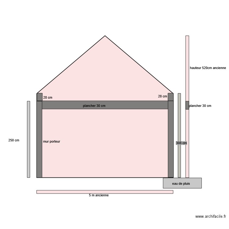 pignon gauche avant travaux. Plan de 0 pièce et 0 m2