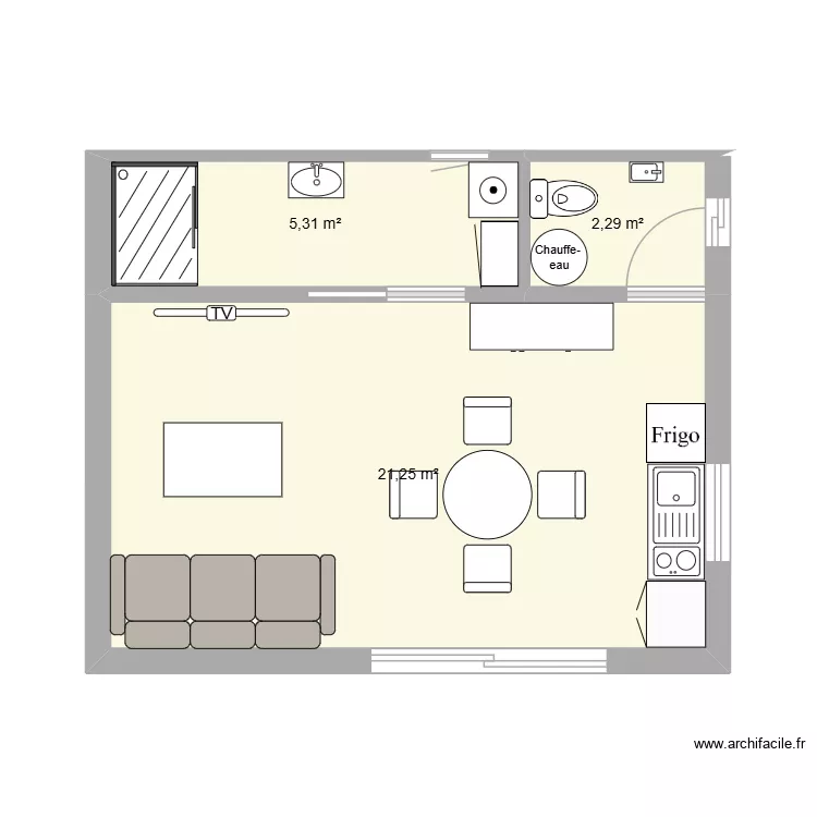 maisonnette 2. Plan de 3 Pièces et 29 m²