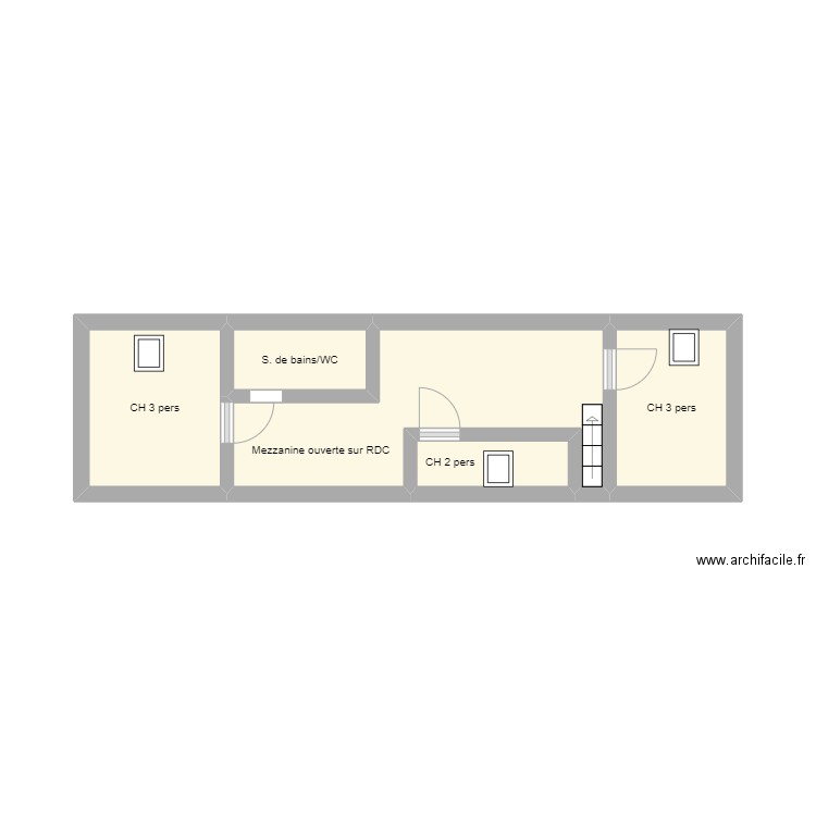 Etage Brancourt-en-Laonnois. Plan de 5 pièces et 14 m2