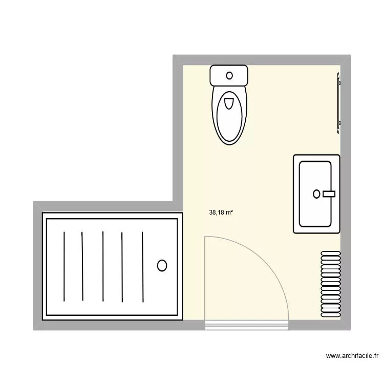 SALLE D EAU PREFET. Plan de 1  et 38 m²