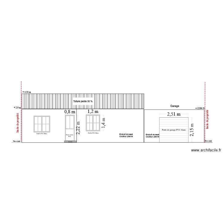 DPC 4 Les plans des façades vue EST. Plan de 0 pièce et 0 m2