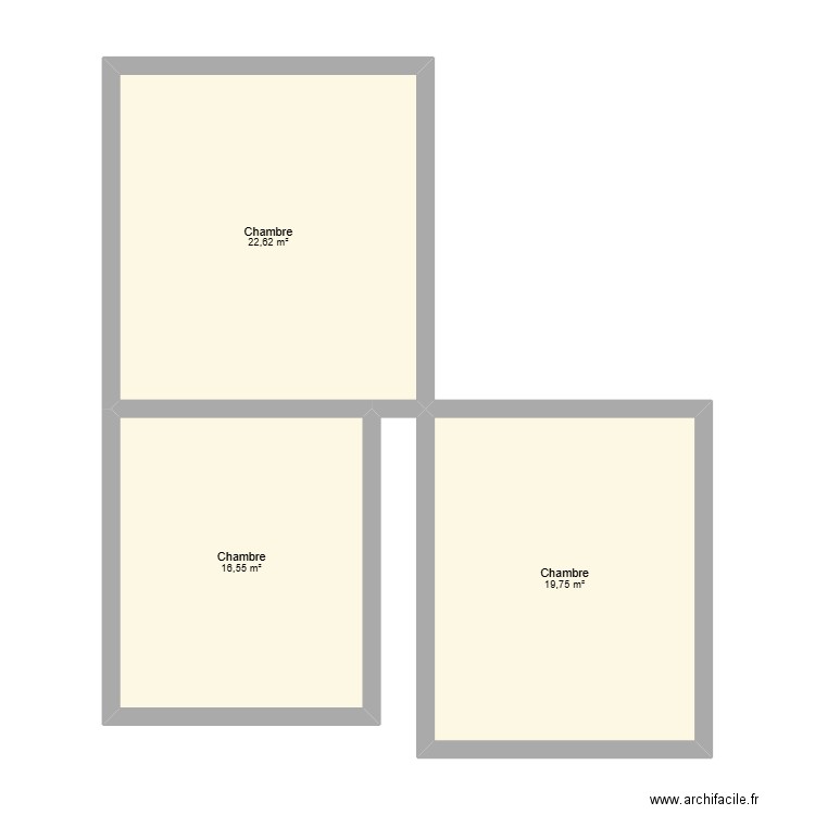 Premier étage. Plan de 3 pièces et 59 m2