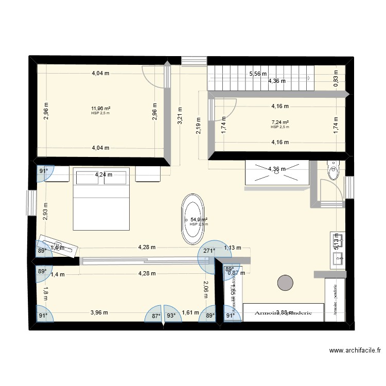 pontcharra. Plan de 3 pièces et 74 m2