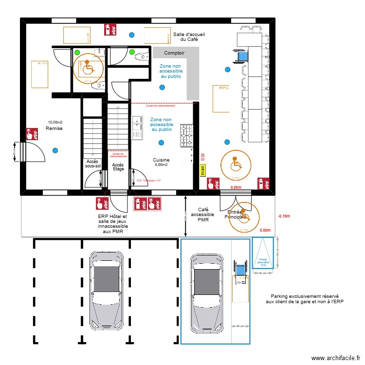 Tcap21 RDC ACCESSIBILTE. Plan de 6 pièces et 89 m2