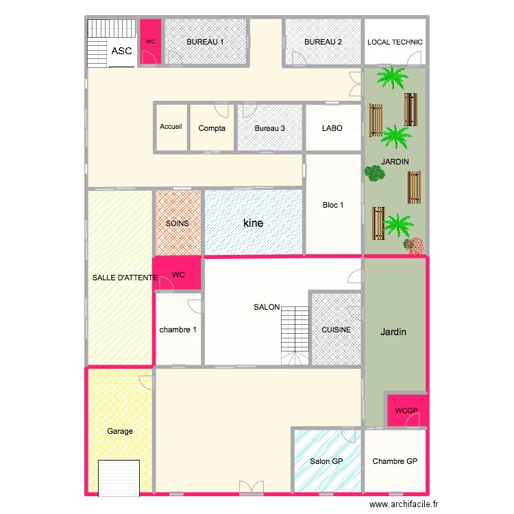 CLINIQUE CARDIOLAB GANDIGAL. Plan de 80 pièces et 1533 m2