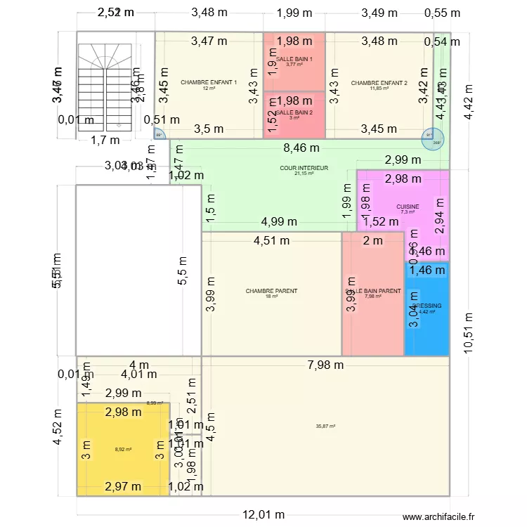 Plan TOURE 2. Plan de 12  et 143 m²
