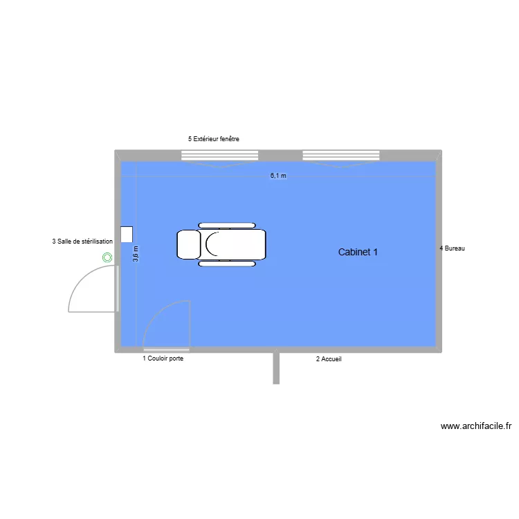 50507 Cabinet 1. Plan de 1  et 22 m²