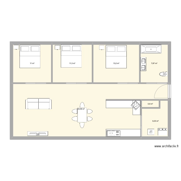 plan maison idéale. Plan de 7 pièces et 104 m2