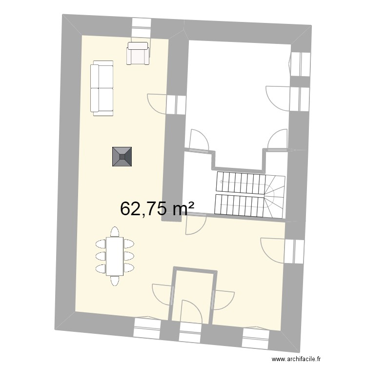 CellesSurBelle Reno. Plan de 4 pièces et 90 m2