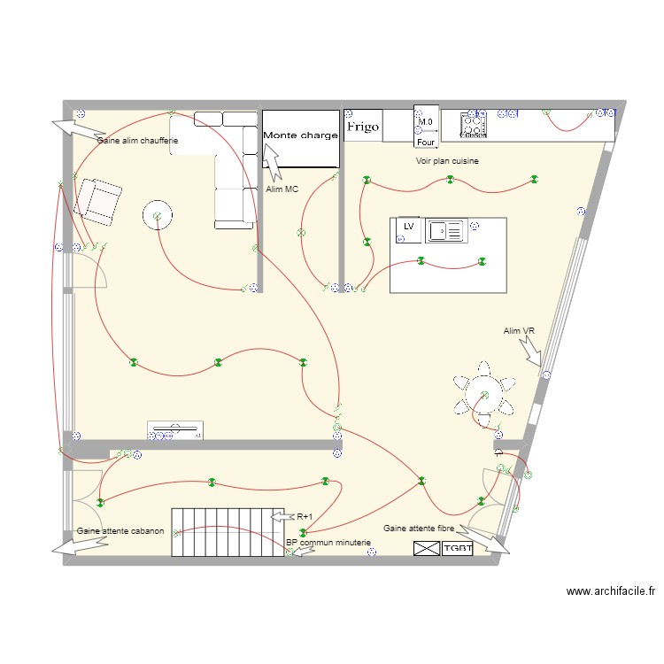 Plan RDC. Plan de 1 pièce et 113 m2