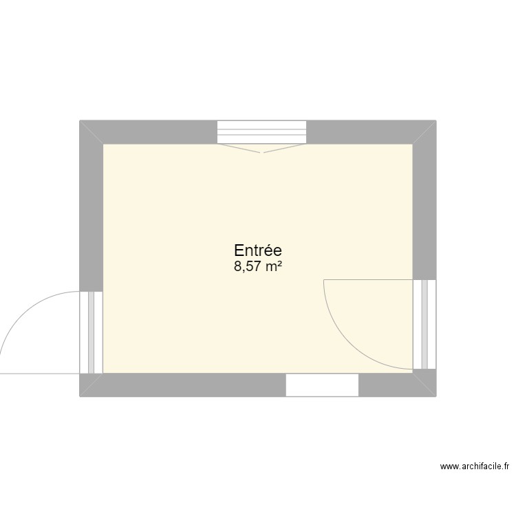 Romain entrée. Plan de 1 pièce et 9 m2