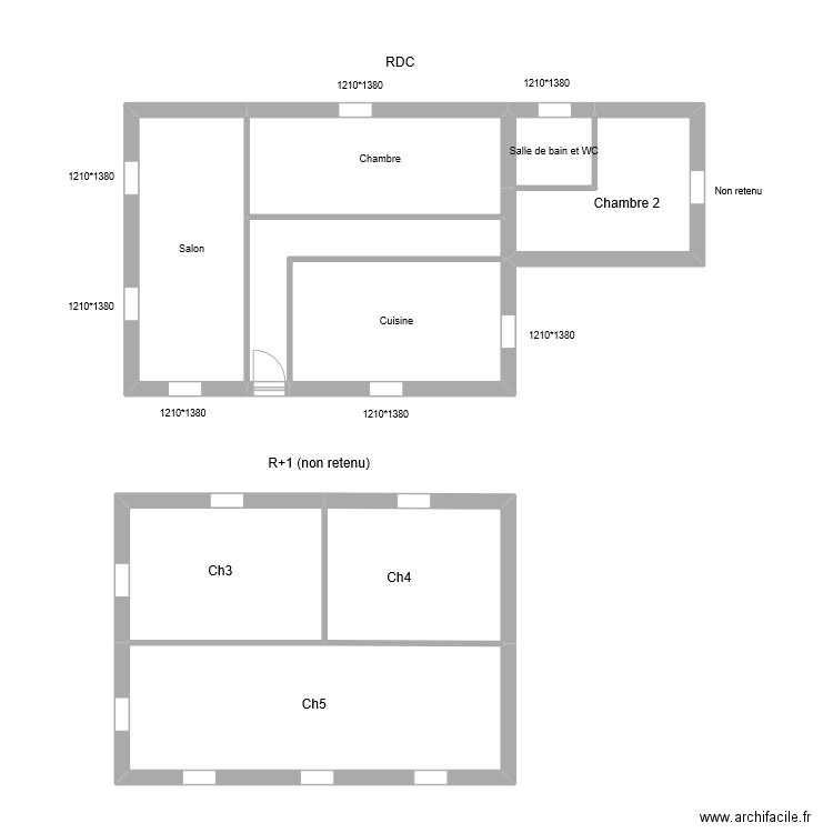 Chambon Annie. Plan de 8 pièces et 68 m2