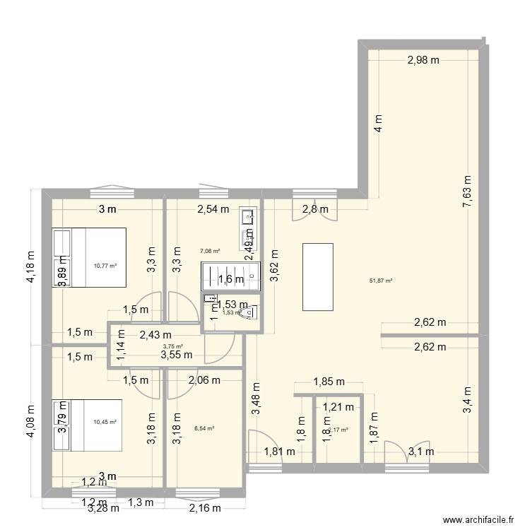 Kervin Agrandissement. Plan de 8 pièces et 94 m2
