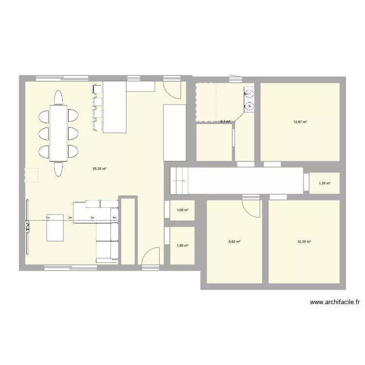 maison bignoux. Plan de 8  et 104 m²