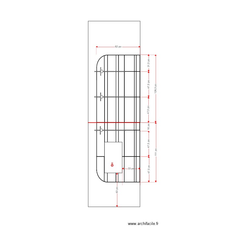 Mur N et O menuiser. Plan de 0 pièce et 0 m2